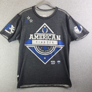 American Fighter Shirt Mens Large Gray Reversible Distressed MMA Crew Neck